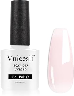 Vnicesli Jelly Nude Pink Gel Nail Polish French Manicure Translucent Sheer Nude Pink Nail Polish Soak Off LED Nail Varnish...