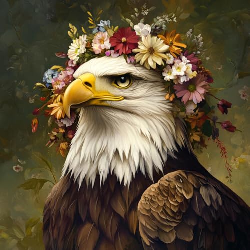 Broderie point de croix animaux aigles et fleurs kit DIY idée cadeau fait main