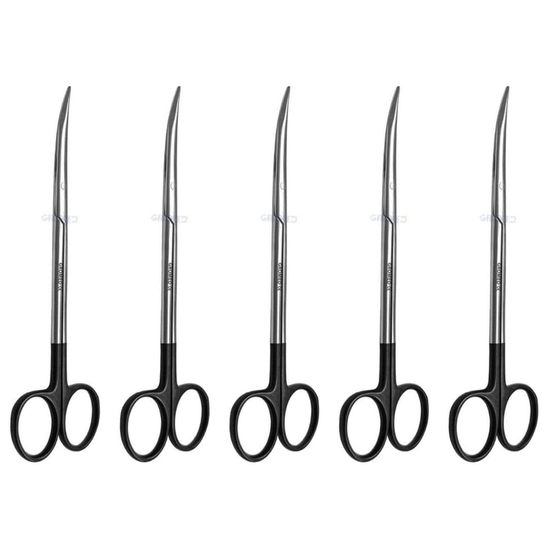 Gromed SuperCut Reynolds Scissors/Stevens Tenotomy Scissors/Jameson Dissecting Reynold Scissors Super Cut, Curved - Serrated Blades & Black Handle (5, 7"/18cm)