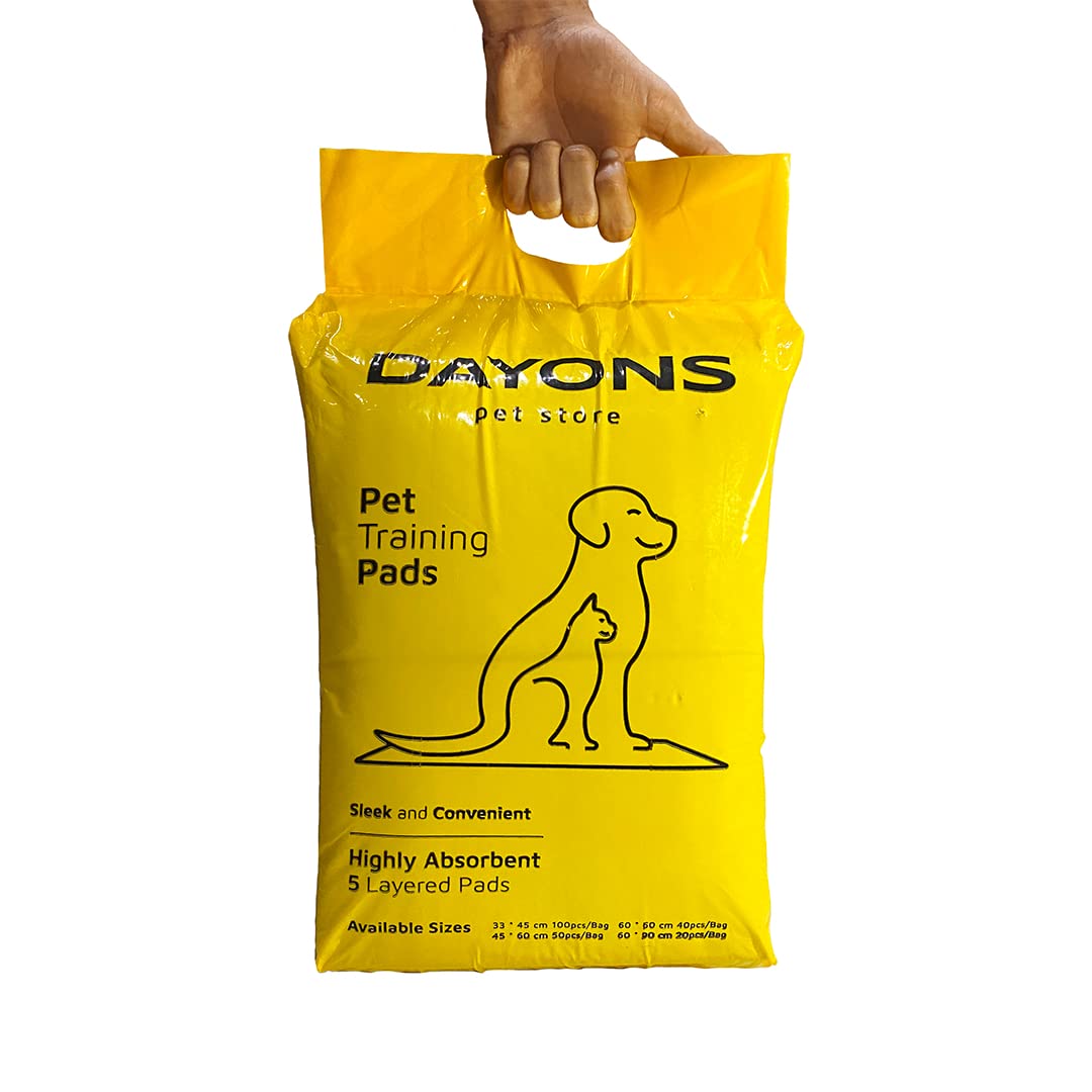 Dayons Training Pad for Dogs, Cats and Puppies, Extra Absorbent Urine mats, Poop & Pee Trainer, Potty Pads, Pet & Puppy Peeing Toilet Trainer Mat (60 * 90 Cms Pack of 20 Pads)