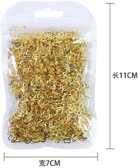 500Pcs Nail Art Gold Frames Hollow Rhinestones Metal Multi-Shapes Nail Metal 3D Charms for Manicure Gel Polish Nail Supplies