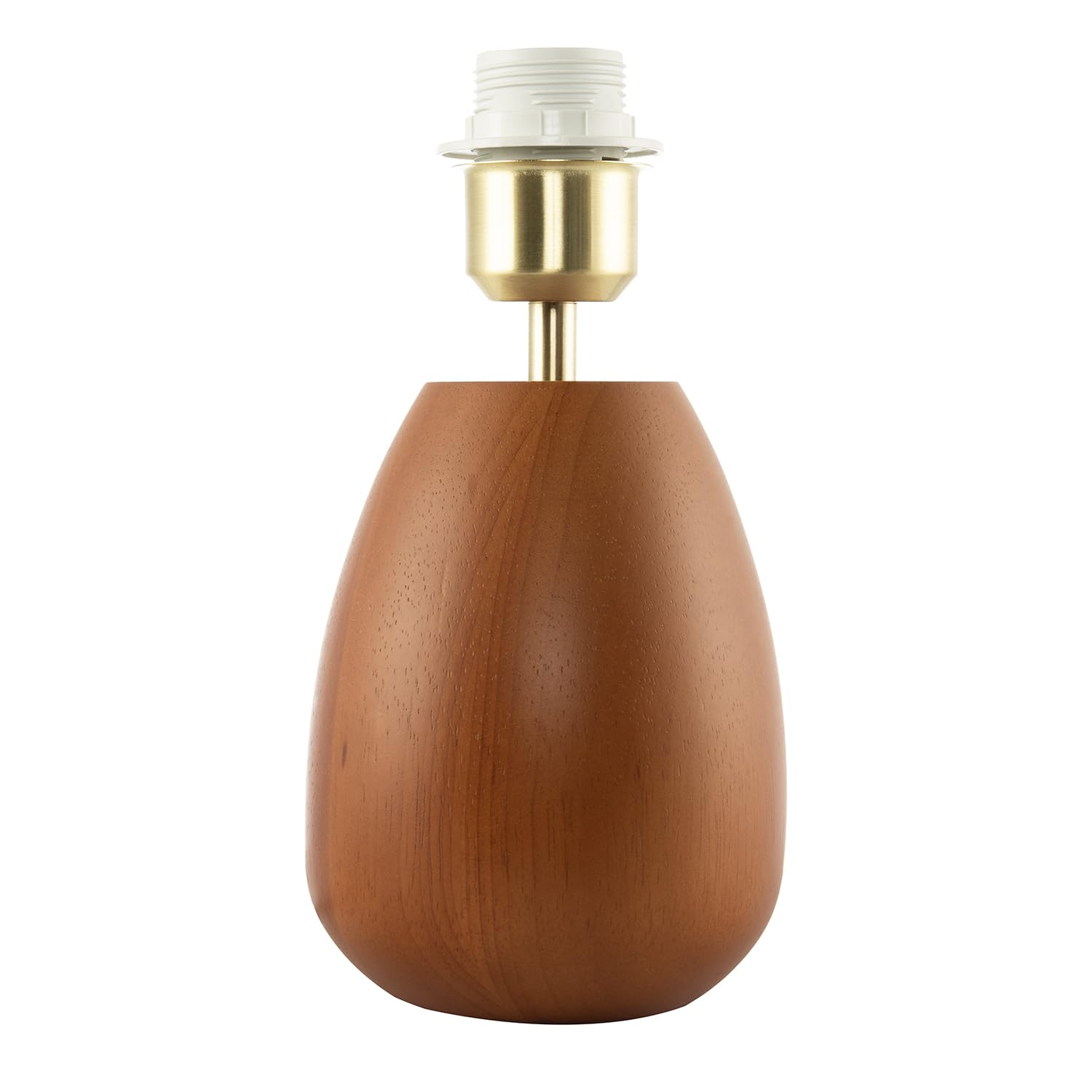 Happy Homewares Traditional Chunky Wooden Table Lamp Base with Mahogany Finish with Inline Switch | 24cm x 13cm | Brushed Gold Cup and Stem