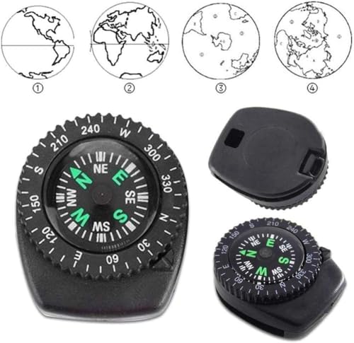 Set de 2 brújulas mini de botón negras para camping miniatura 6