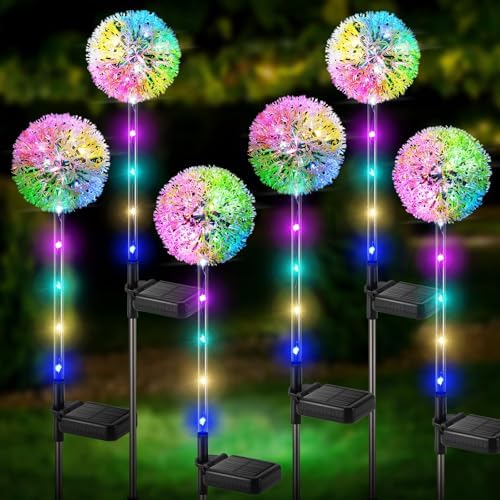 Illuminate Your Garden with These 5 Must-Have Dandelion Solar Lights 1 Solar Dandelion Lights Outdoor Decorative: 6 Pack Garden Lights Solar Powered - Waterproof Colorful Flower Light Decor for Yard Patio Porch Pathway Outside Lighting, Unique Gifts for Women