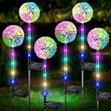 Solar Dandelion Lights Outdoor Decorative: 6 Pack Garden Lights Solar Powered - Waterproof Colorful Flower Light Decor for Yard Patio Porch Pathway Outside Lighting, Unique Gifts for Women