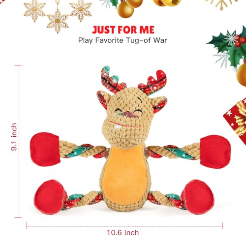 Image of Christmas Dog Toys for Large Dogs,Squeaky Dog Toys, Tug of War Dog Plush Toys,Large Stuffed Dog Toys for Large Dogs with Crinkled Paper,Stuffed Animals Toys for Dogs to Keep Them Busy
