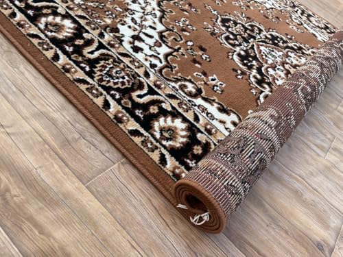 Image of TTC THREAD & TEXTURE CARPET Traditional Comfort: Power-Loomed Carpets for Living Room- Every Space Area Rug Color Gold Size 3x5 Feet (90x150cm)