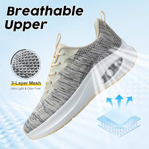 Image of ZYEN Wide Toe Box Shoes Women Air Cushion Road Running Shoes Extra Wide Width Sneakers Arch Support Gym Athletic Tennis Sneakers Lightweight Breathable Walking Shoes