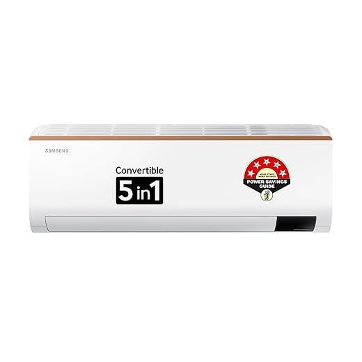 Samsung 1 Ton 5 Star Inverter Split AC (Copper, Convertible 5-in-1 Cooling Mode, Anti-bacterial Filter, 2023 Model AR12CY5ZAGD White)