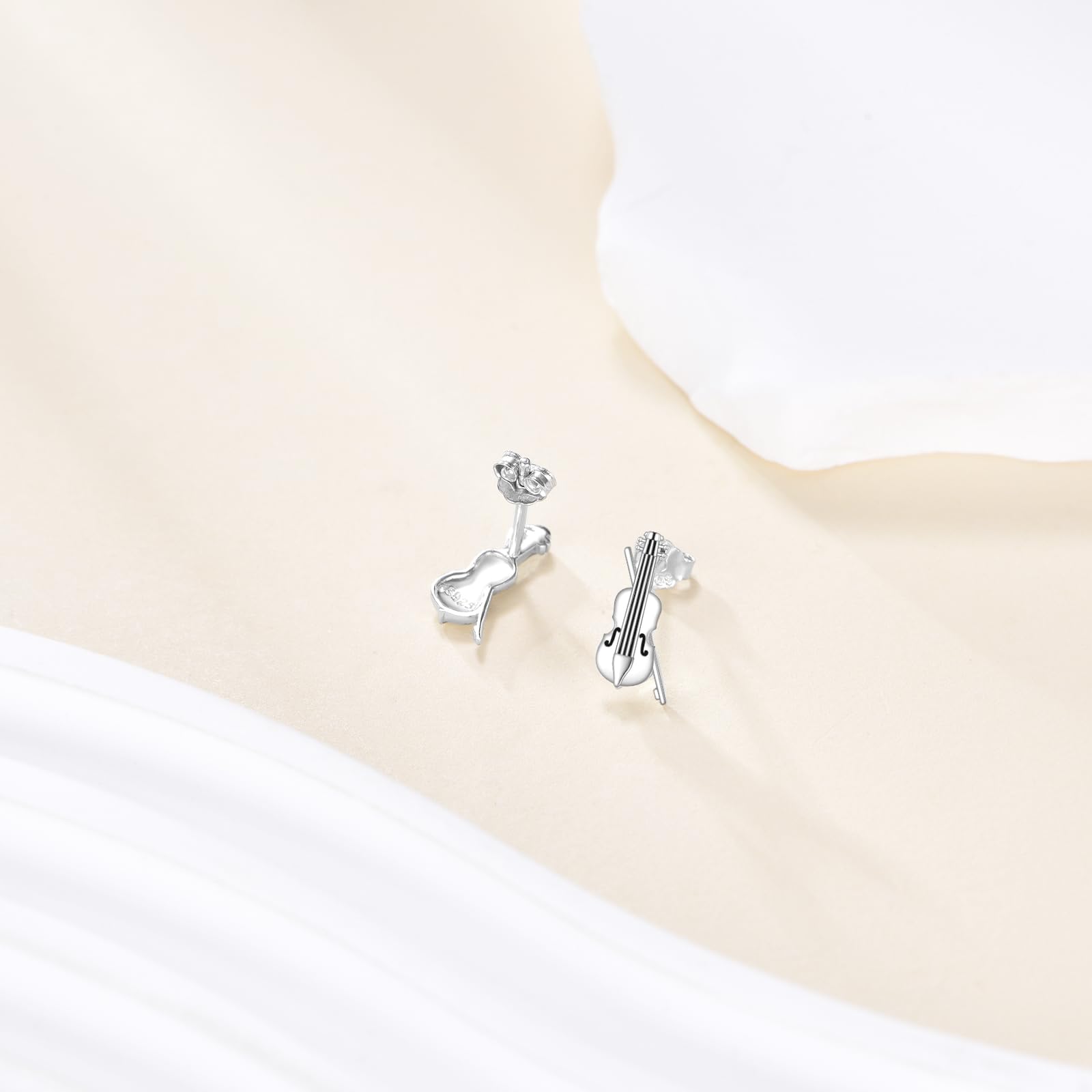 YAFEINI Pendientes de tuerca de plata de ley 925 para violonchelo, joyería musical, regalos para mujeres amantes de la música