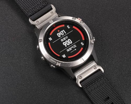 Image of HEMSUT Premium Nylon Watch Band for Garmin Quick Fit Watch - 20 /22 /26mm, Glossy Durable Non-Taper Strap with Tang Buckle Military Strap for Fenix Forerunner Approach MARQ Epix Tactix Quatix D2 Series