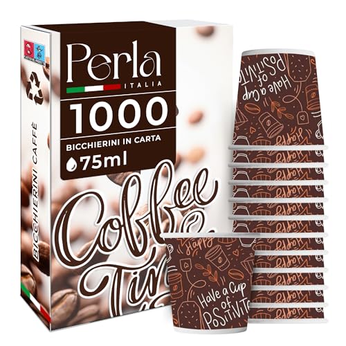 1000 Pz Bicchierini Caffe di Carta Biodegradabili Biocompostabili Tazzine 75 ml