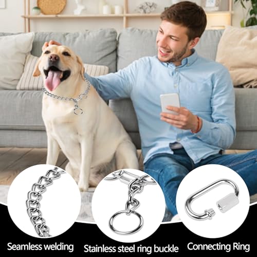 Kettenhalsband Hund, 65cm Hundehalsband Kette Edelstahl Hundehalskette mit Sicherer Schnalle Verstellbare Hundehalsband Kette Halsband für Hund Spazieren Gehen