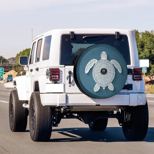 Image of Delerain Spare Tire Cover with Backup Camera Hole Blue Turtle Wheel Covers Sun Protection Waterproof for Jeep Truck RV Trailer SUV and Many Vehicle (14 Inch for Diameter 23 inch-27 inch)