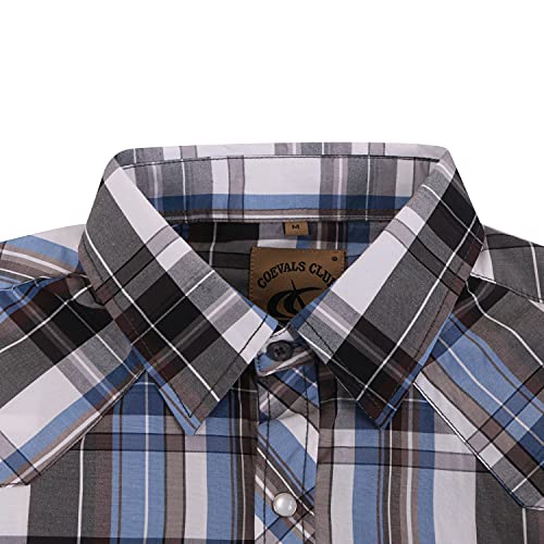 COEVALS CLUB Mens Short Sleeve Pearl Snap Western Cowboy Shirt Button Up Casual Work Dress Shirts3