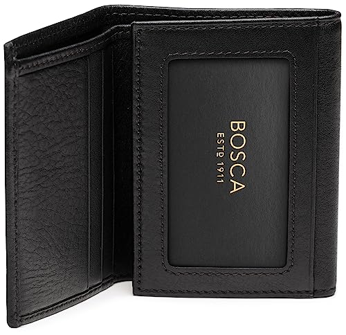 Bosca Men's Wallet, Nappa Vitello Leather Single I.D. Tri Fold Wallet with RFID Blocking, Black4