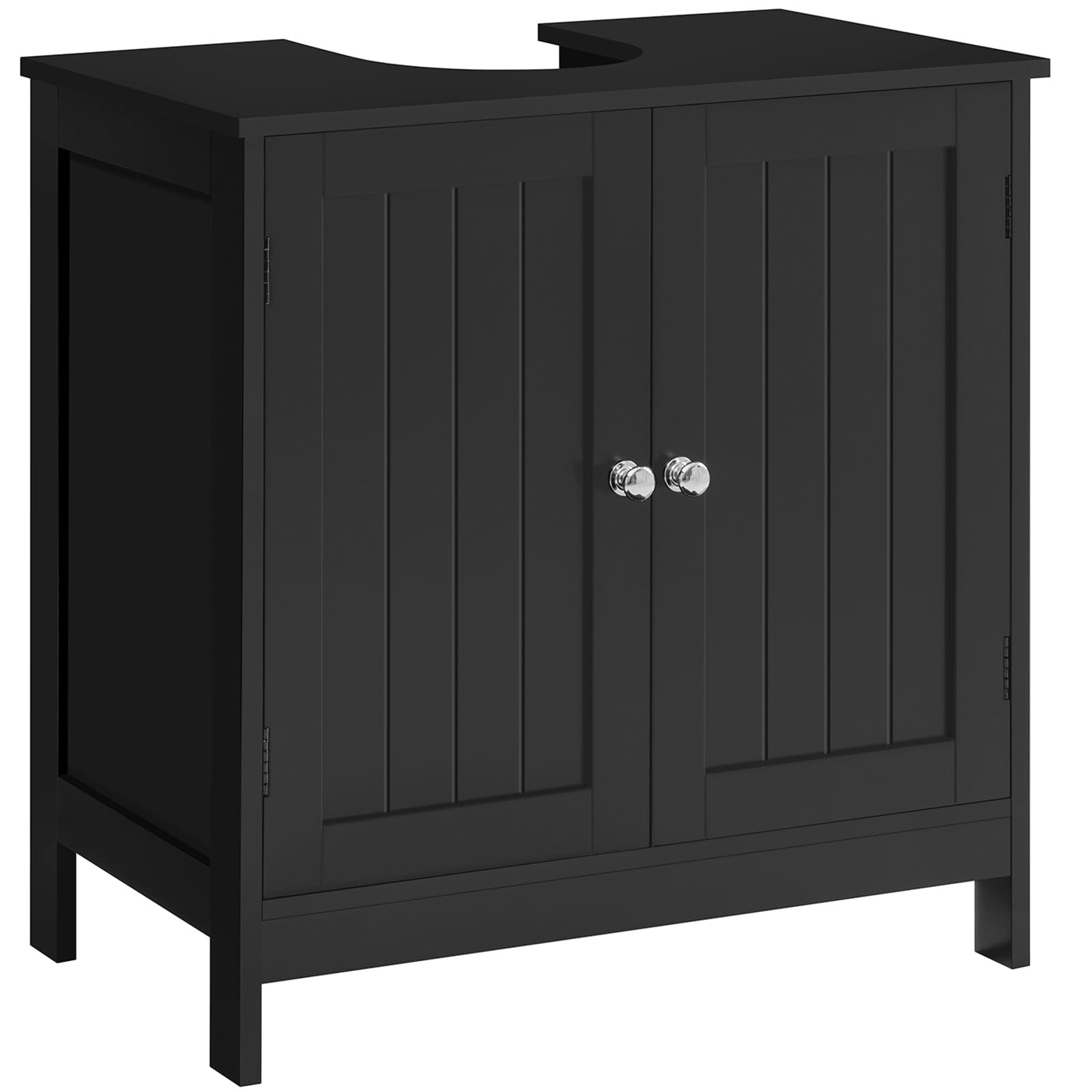 Iwell Pedestal Sink Storage Cabinet with 2 Doors and Shelf, Under Sink Cabinet, Bathroom Sink Cabinet with U-Shape, Black