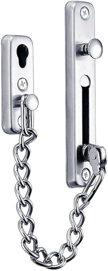 STEFFAN Premium Door Chain Lock with 360° Door Eye Viewer | Heavy Duty Stainless Steel Safety Latch for Main Door, Bedroom & Bathroom | Anti-Theft Security Door Guard Lock, Silver