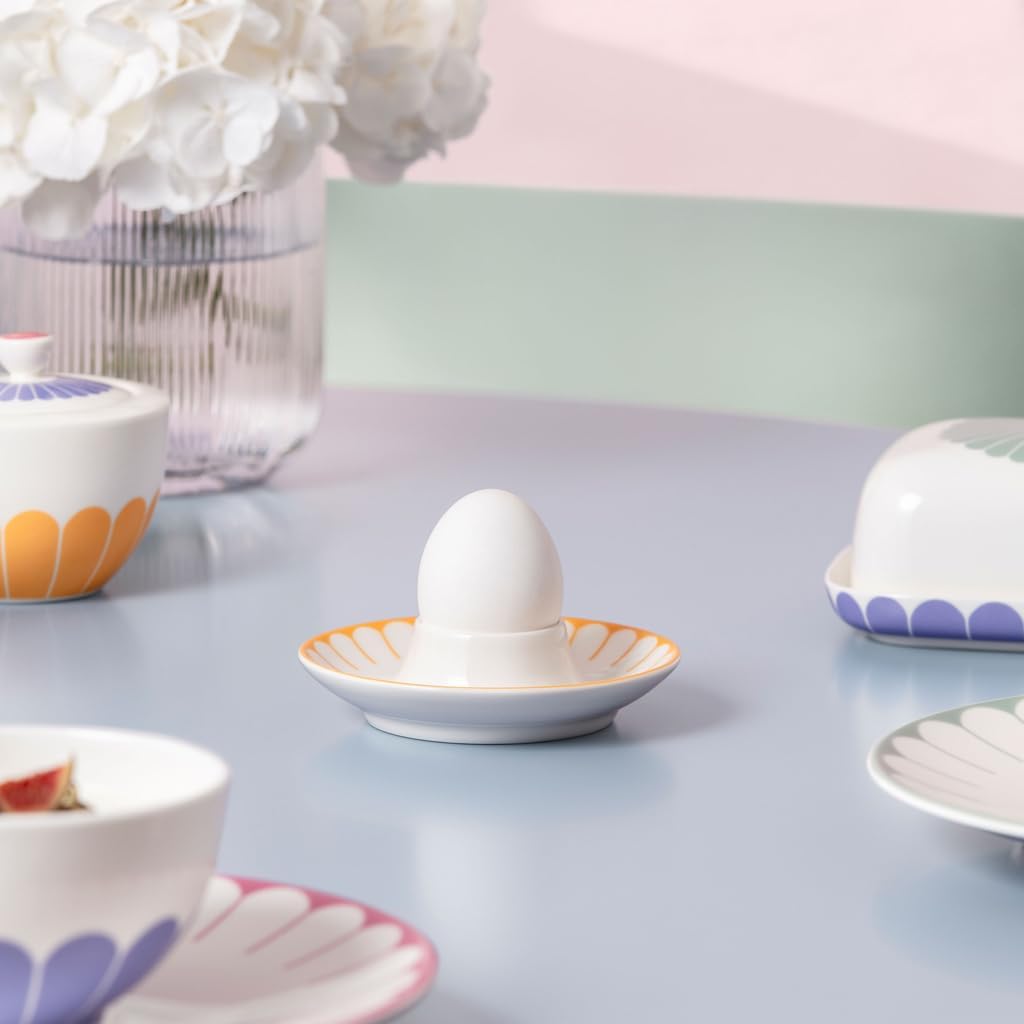 Villeroy & Boch – Fleur Egg Cup, Dimensions: Approx. 11.5 × 11.5 × 3 cm, Multicoloured, Dishwasher-Safe & Microwave-Safe, Floral Decor, Premium Porcelain
