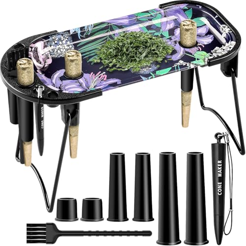 SafeDelux Metal Rolling Tray with Cone Loader Cone Filler Roller Rolling Machine & Tray for King Size & 11/4 Pre Rolled Cones Great (Purple)