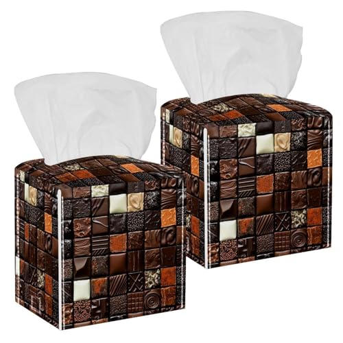 Paquete de 2 fundas para caja de pañuelos de chocolate, 5 x 5 x 5 pulgadas