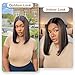 Amuopz Ombre Brown Glueless Short Human Hair Wigs, Wear and Go Straight Bob 200% Density 5x5 hd lace closure wigs human hair with Natural Hairline for Women(14 inch)