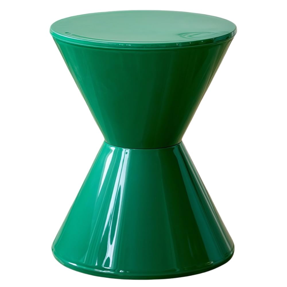 SXZenSpace Bedroom Furniture Colorful Short Stool, Round Coffee Table, Premium Plastic Nightstand, Small Side Table for Living Room, Bedroom, or Cafe(Dark Green)