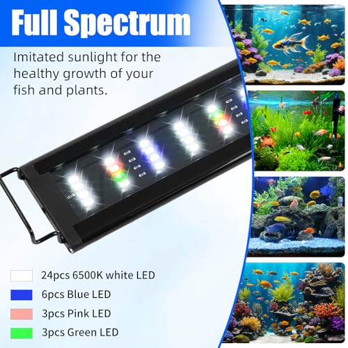 Image of AQUANEAT LED Aquarium Light with Timer for 12-16 Inch Fish Tank, Brightness Adjustable, Full Spectrum, Low Medium Light Plant Lamp