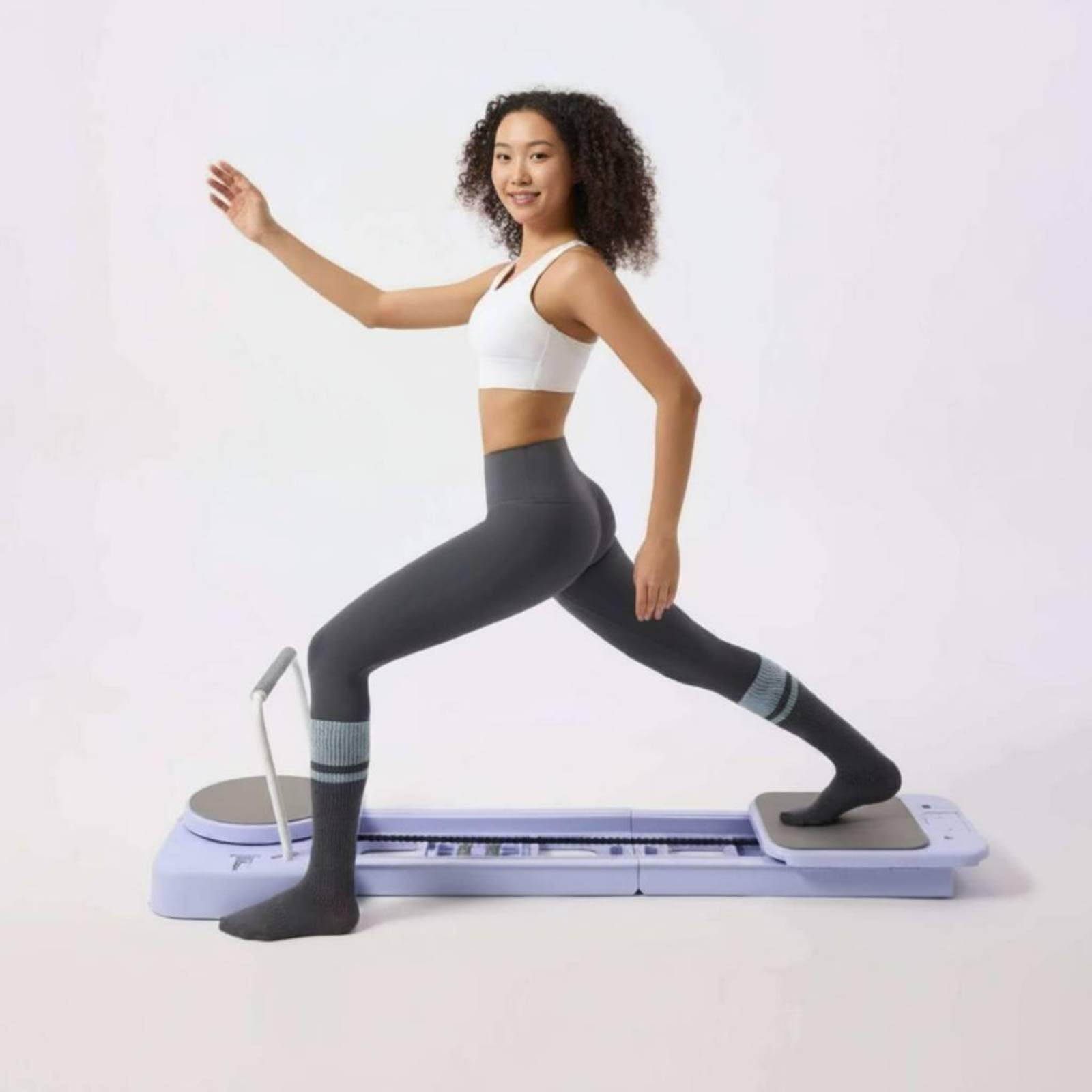 Pilates Reformer Compatto Tavola Macchina Piattaforma Pieghevole per Tonificare Addome Gambe E Fianchi con Allenamento a Basso Impatto Base Stabile E , Viola