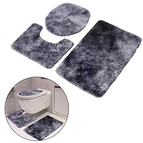 Baoblaze Shaggy Badematten-Set, 3-teilig, mit Toilettendeckelbezug, waschbarer U-Form-Teppich, Rutschfester Teppich, Badezimmerteppich-Sets für die, GRAU – Bild 6