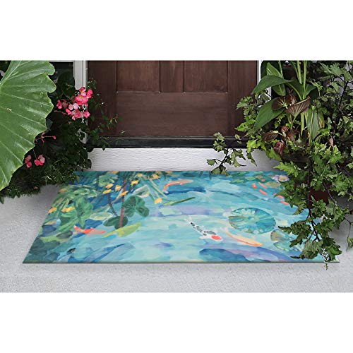 Liora Manne Illusions Collection Indoor Outdoor Mat - Garden or Coastal Rug, Tropical & Floral Décor, Comfortable & Durable, UV Stabilized, Machine Washable Rug, Peaceful Pond, 1'7" x 2'5" - Image 2