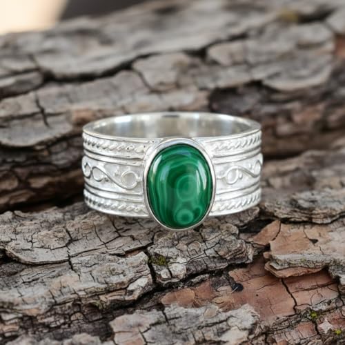 Image of 55Carat Choose Your Color Genuine Gemstone Sterling Silver Ring Band Vintage Handmade Jewelry Sizes 5-12