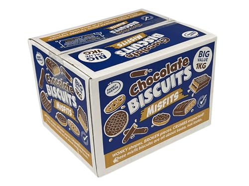Broken Chocolate Biscuits Assortment 1 KG Mega Assorted Biscuits Gift Pack Festive Biscuit Selection Bourbon | Nice | Richtea | Chocolate Digestive | Mix Shape and Size Chocolate Cookies (1 Box)