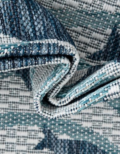 Tapete redondo azul 7'10" Rugs.com Outdoor Coastal miniatura 6