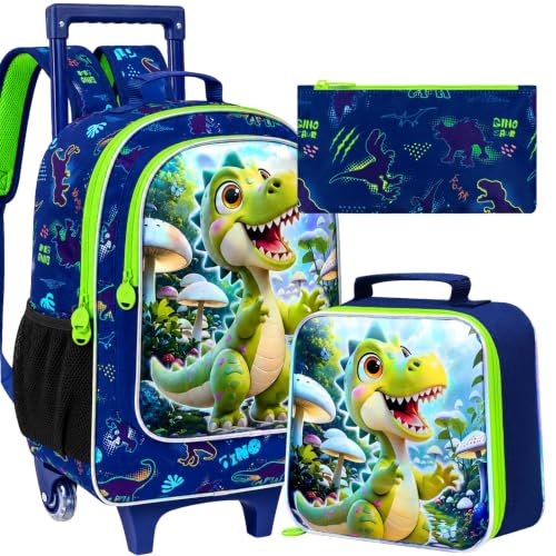 Image of CCJPX Rolling Backpack for Boys, Kids Roller School Bag with Wheels Toddler Wheeled Bookbag Elementary