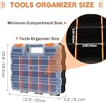 Organisateur de petites pièces 2 PCS Boîte à outils de cas de stockage 34-Compartments Boîte d'organisateur double côté avec séparateurs amovibles pour petit matériel, vis, boulons, écrous, ongles, perles