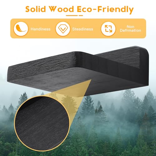 NIUBEST Small Floating Shelf, 4x4 Inch Display Ledges for Wall,Mini Shelves,Rustic Wood Shelf for Bedroom Living Room Bathroom Kitchen (4, Black) - Thumbnail 7