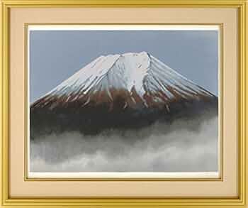 大山忠作　岩絵の具　肉筆『富士』サイン(印譜)　共シール　F8号　額装　b319 大山忠作 岩絵の具 肉筆『富士』サイン(印譜) 共シール F8号