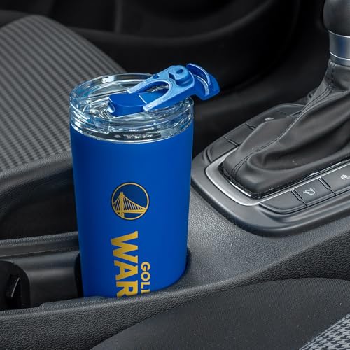 Image of Rico Industries NBA Basketball Golden State Warriors Royal Blue 24oz Stainless Steel Tumbler with Lid and Dual Functioning Lid