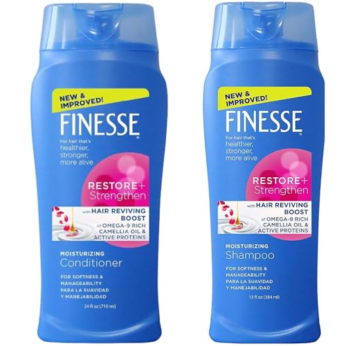 Finesse 13oz Moisturizing Texture Enhancing Restore + Strengthen Shampoo and Conditioner Set