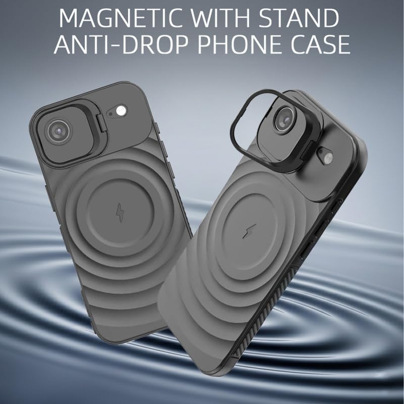 Image of LuxuryKase Shockproof Case for iPhone Air | Ripple Pattern | Camera Protection | Inner Velvet Fabric Lining | Protective Cover with Enhanced Grip & Wireless Charging Support - Black