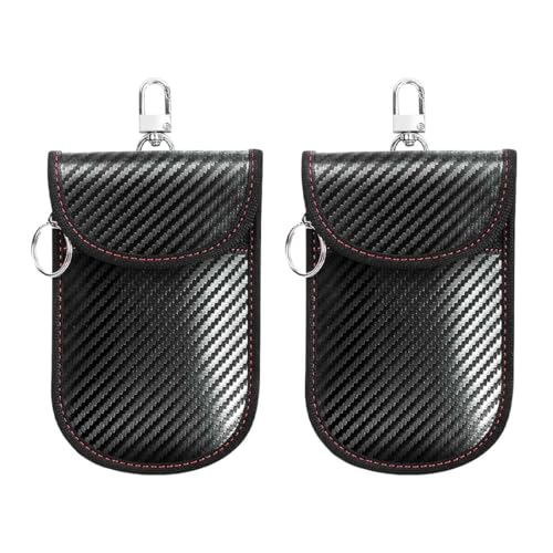 JUGUTA Inhibidor De Moviles 2 Unidades, Bolsa Faraday Para Llaves De Coche, Bloqueo De Señal Rfid Wifi Gsm Lte Nfc, Protección Antirrobo En Color Negro-Rojo, Talla Única