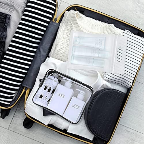 Clear Travel Toiletry Bags, 2 Pcs TSA Approved Travel Accessories Portable Waterproof Transparent Zipper Makeup Bags with 6 Pcs Airport Security Liquid Bags for Men and Women(Black)