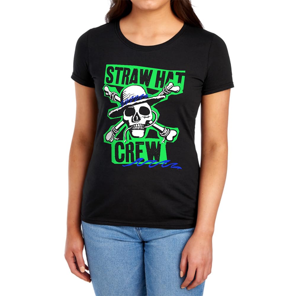 Netflix Women's Black One Piece Straw Hat Crew Scrapbook T-Shirt, | Size: Medium