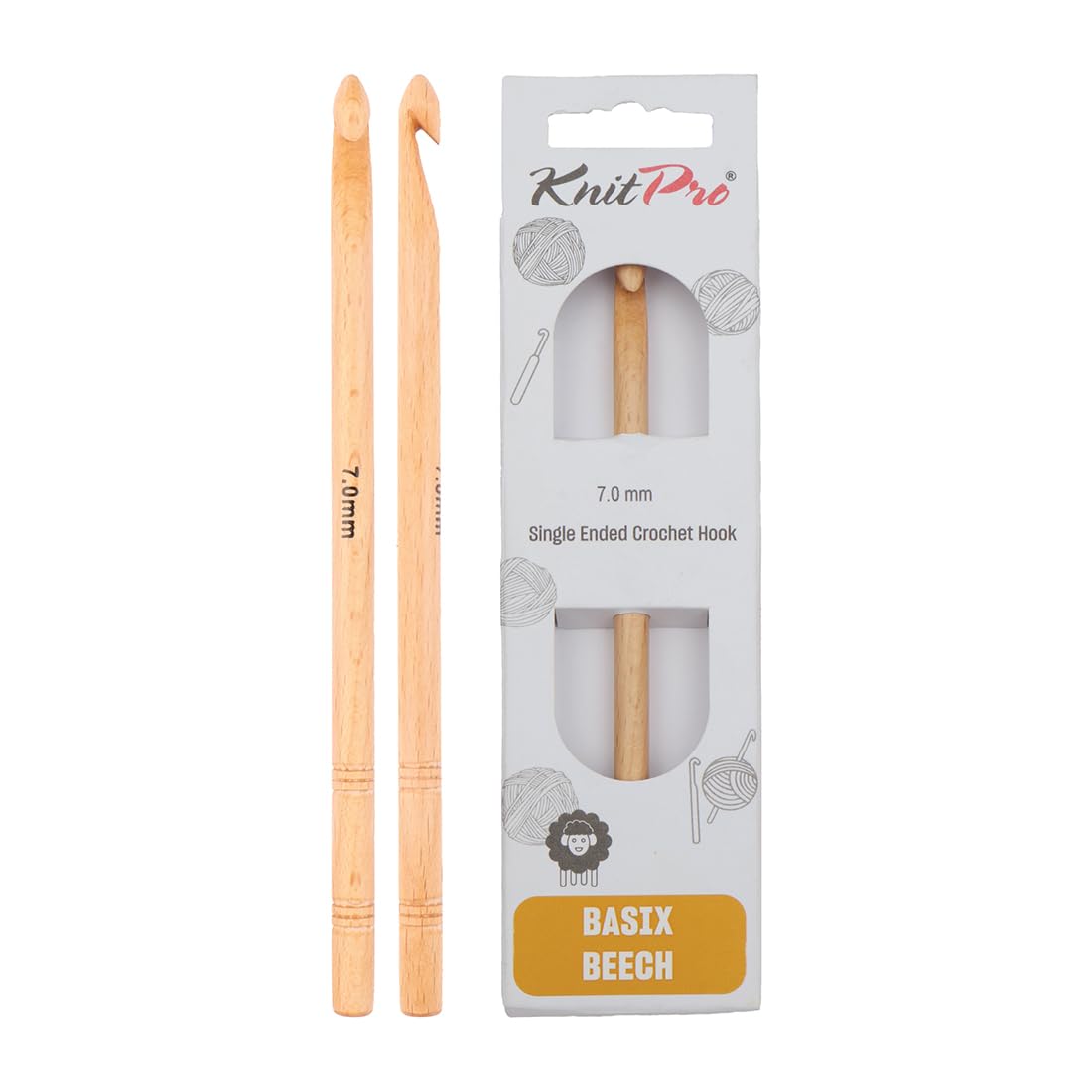 KnitPro Basix Beech Single Ended Crochet Hook | 7.00mm