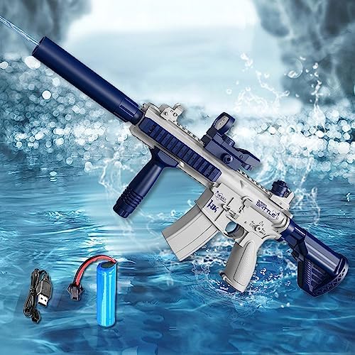 Electric Water Gun for Adults&Kids Automatic Water Gun 25 FT Range Strongest Water Blaster Summer Swimming Pool Beach Outdoor Toys（Blue2）