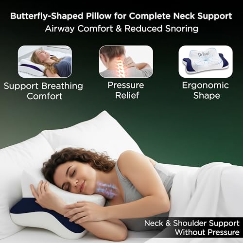 Image of Dr Trust USA 399 Cervical Butterfly Pillow for Neck & Shoulder Pain Relief, Orthopedic Memory Foam Pillow with Ergonomic Contour Design, Dual Height Support