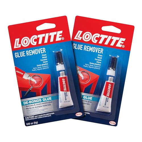 Loctite Glue Remover Clear 0.18 fl oz Tube Pack of 2 - Non-Drip Debonding Gel for Removing Super Glue Ink Labels from Multiple Surfaces