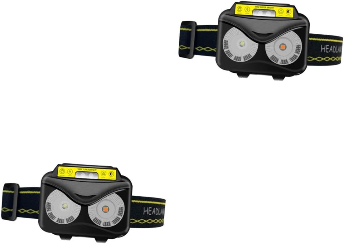 Angoily 2pcs Outdoor Multi-function Led Headlamp Motion Sensor Rechargeable for Fishing Hiking Camping and Night Running Tilt for Focused Light
