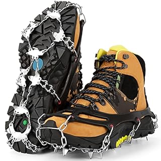 Ramponcini per Scarponi Scarpe 25 Denti Ramponi da Ghiaccio de neve Ice Tacchetti Universali per Donna e Uomo Trekking,Camminare,Escursioni in Inverno
